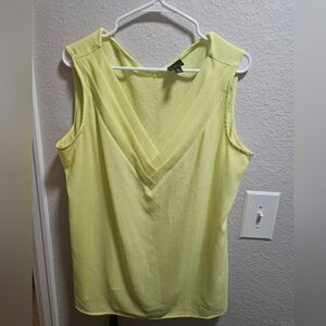 Worthington Neon Yellow V-Neck Tank Top
